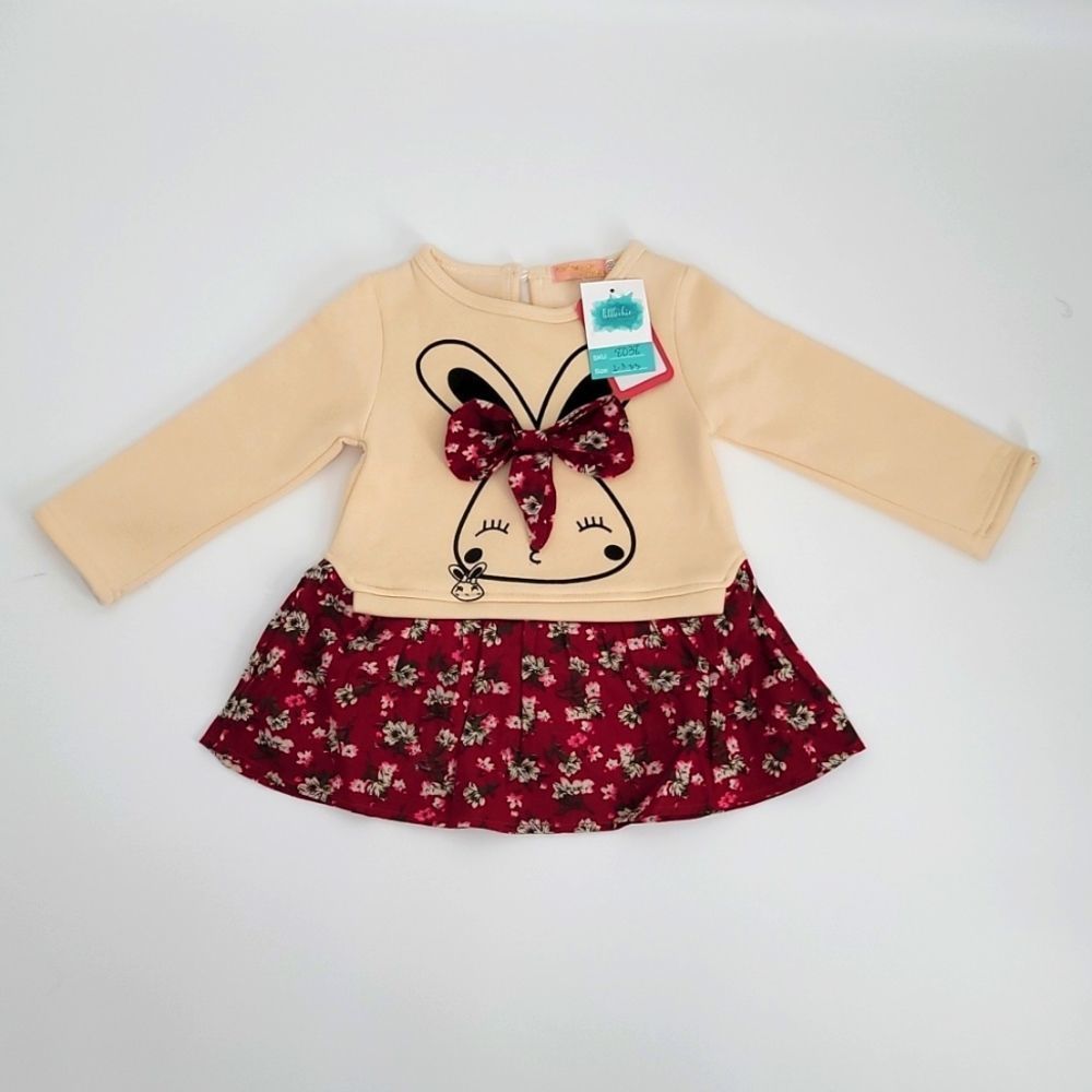 Toddler Girl Fall/Winter Brushed Soft Inside Bunny Dress Littlechic Boutique - Picture 1 of 6